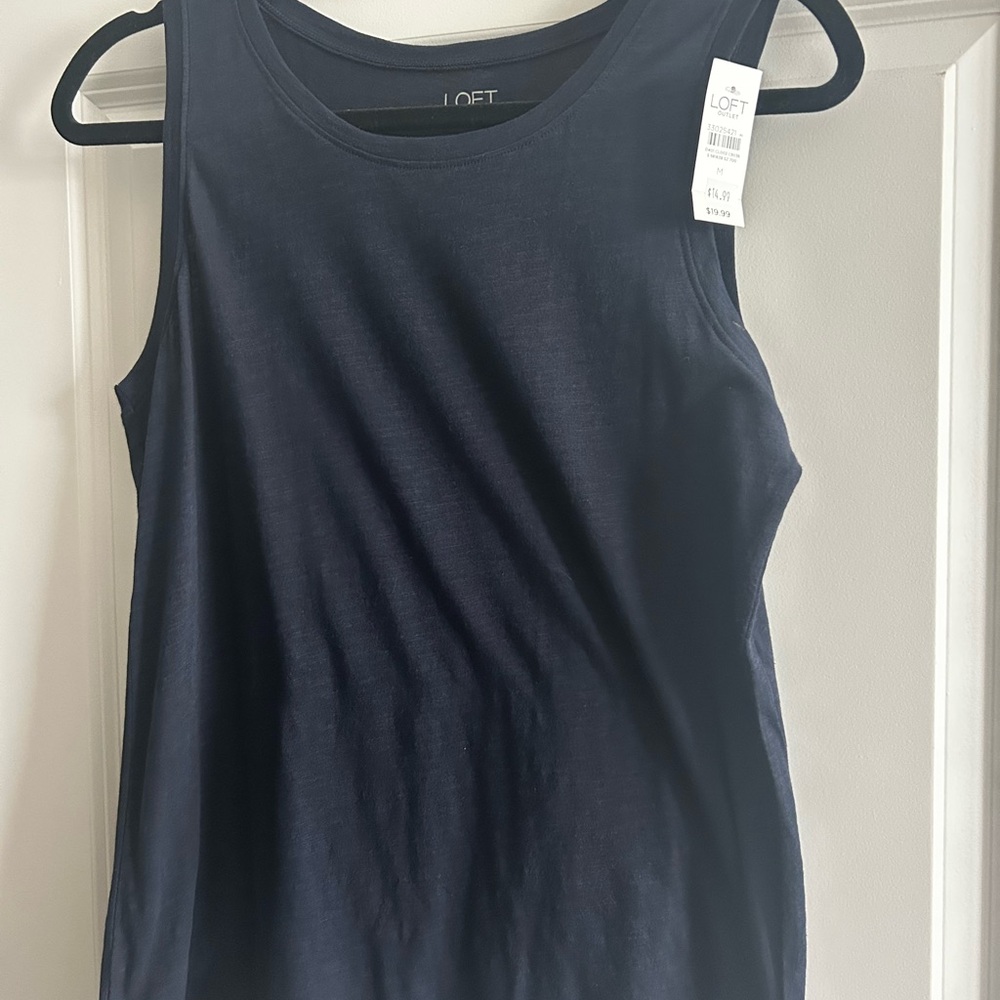 LOFT Blue Tank Top with Scoop Neck